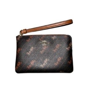 Coach Corner Zip Wristlet-Horse and Carriage Dot Print